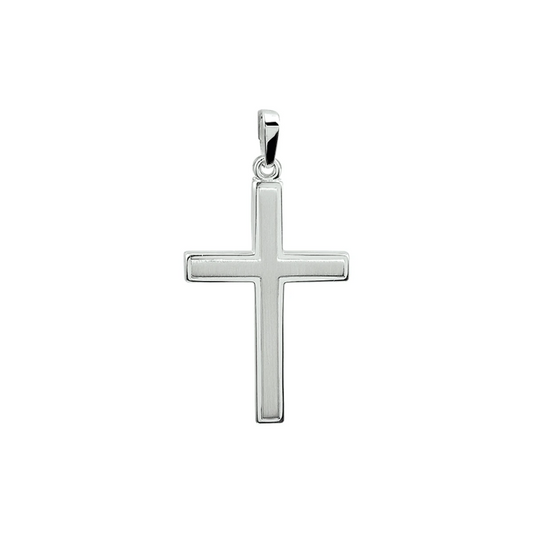 hanger kruis poli/mat zilver wit
