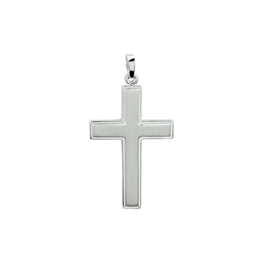hanger kruis poli/mat zilver wit