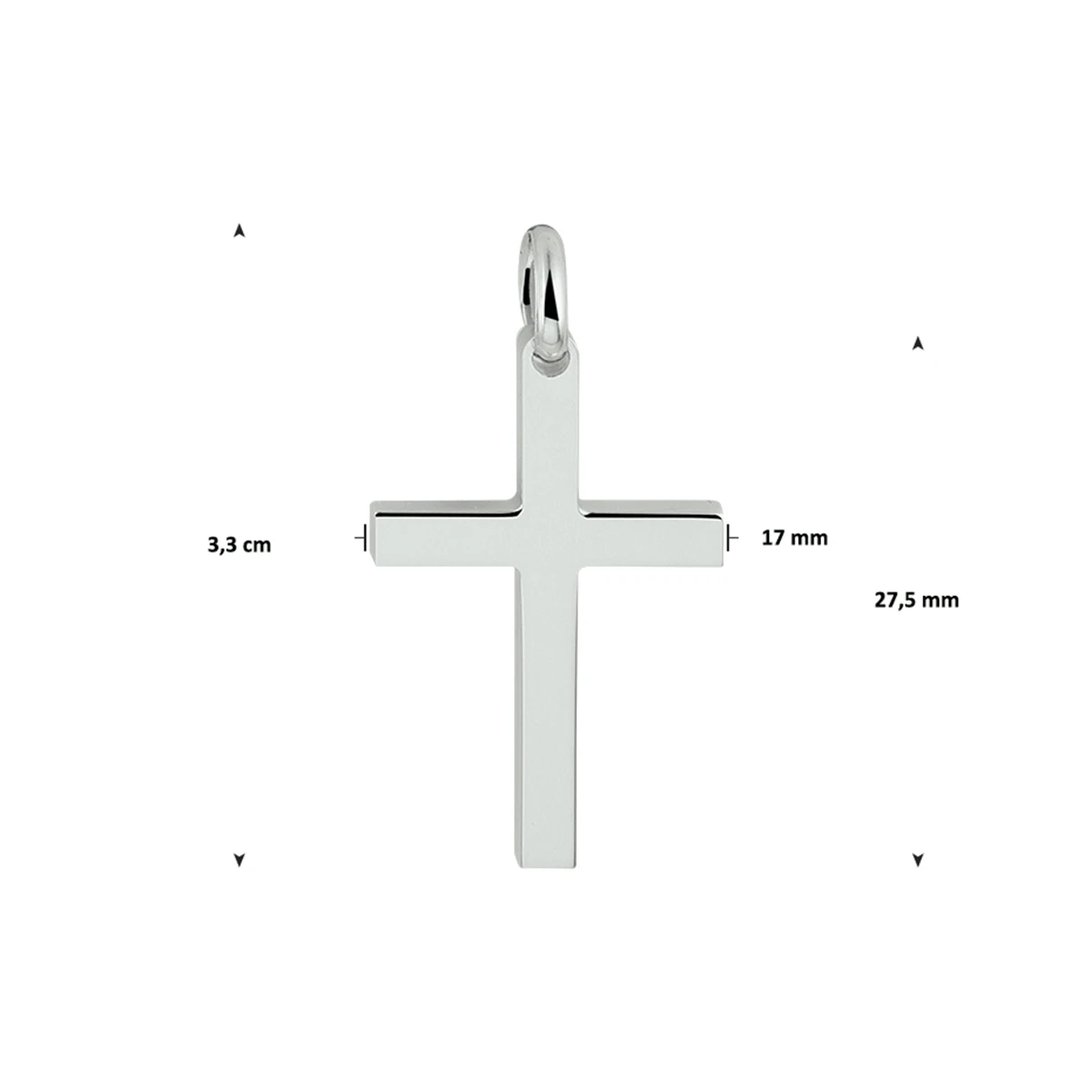 hanger kruis zilver gerhodineerd