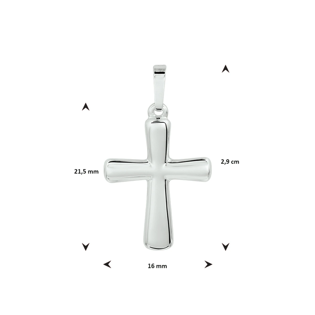 hanger kruis zilver gerhodineerd