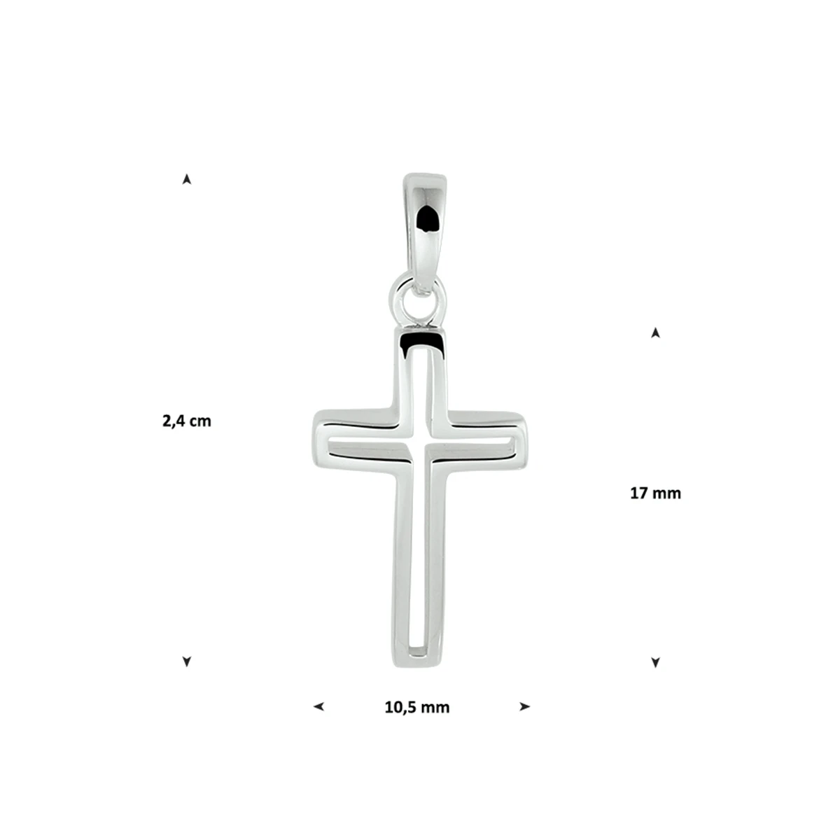 hanger kruis zilver gerhodineerd