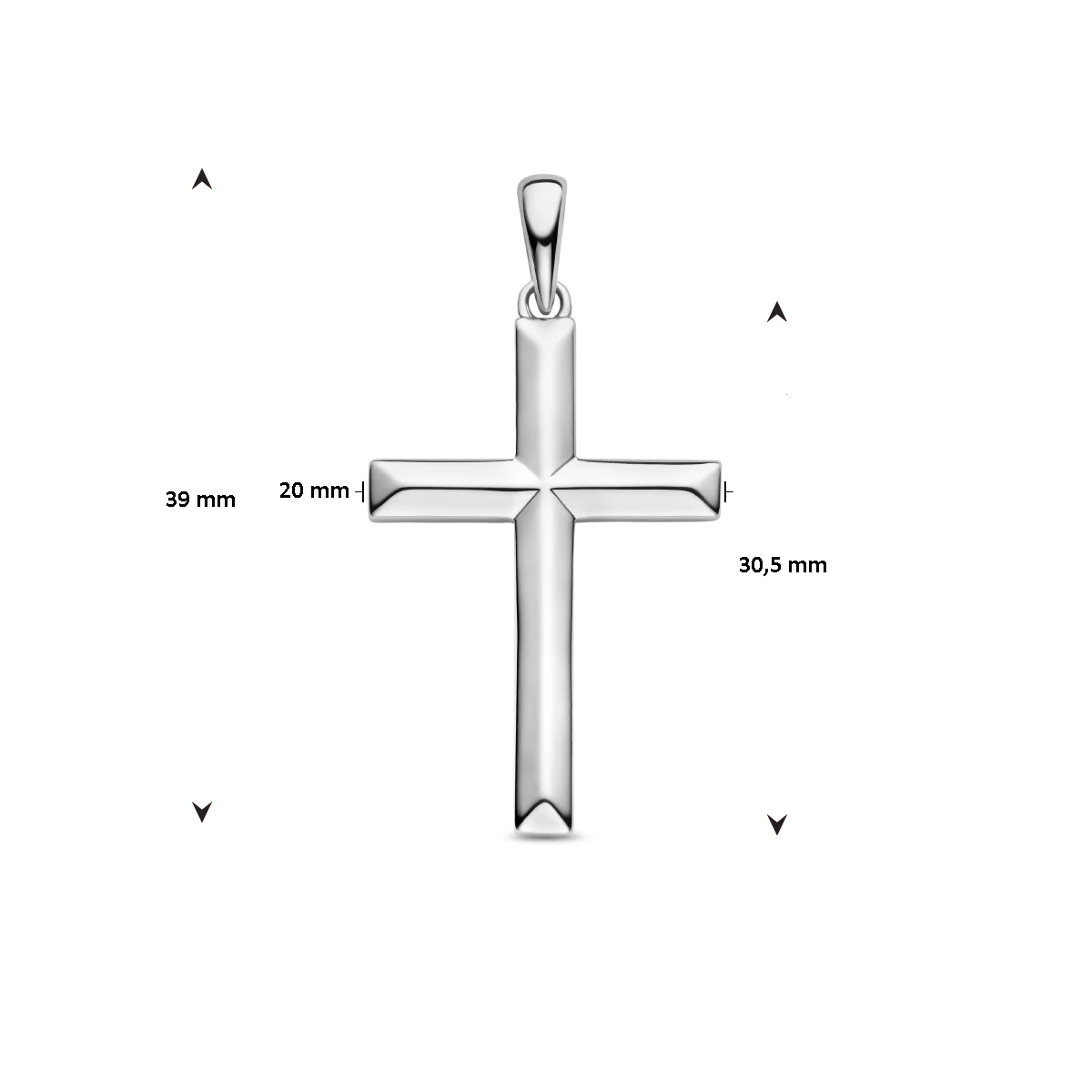 hanger kruis zilver gerhodineerd