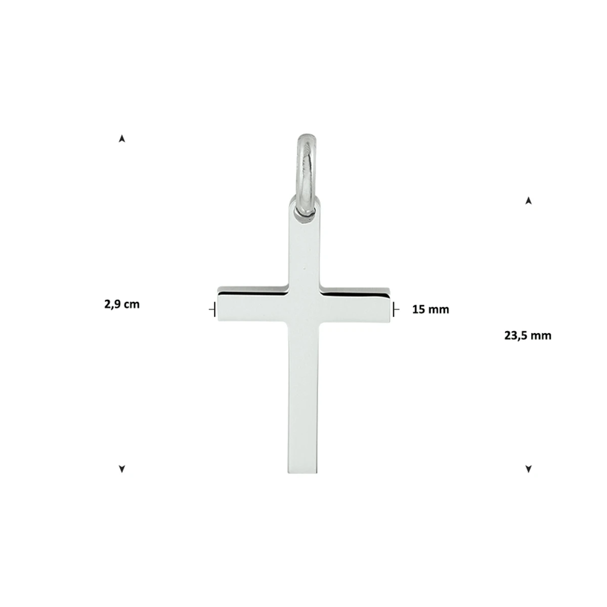 hanger kruis zilver gerhodineerd