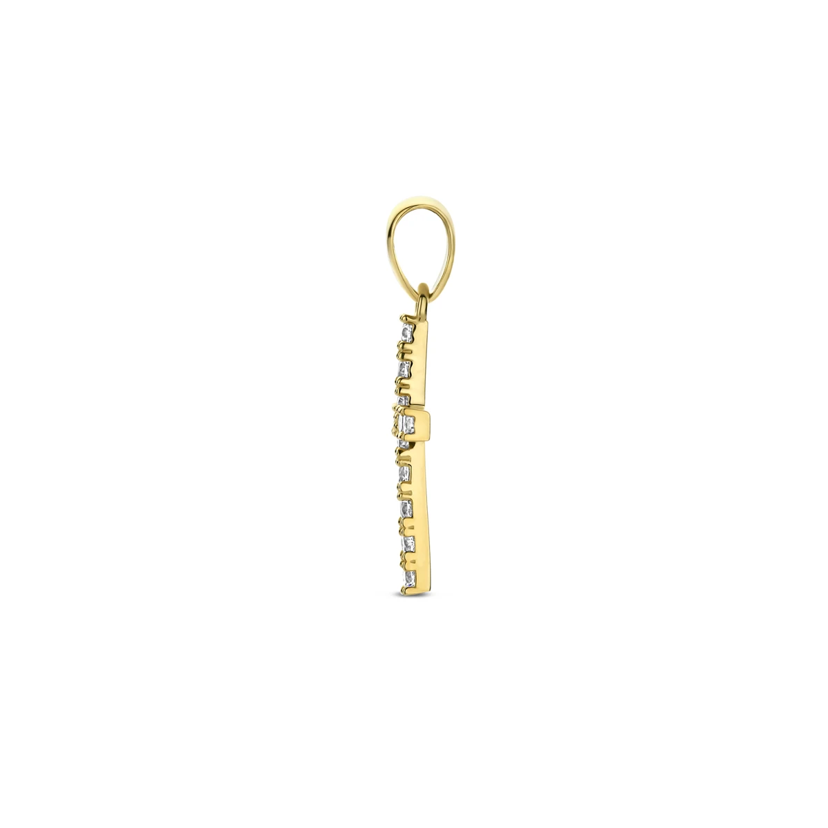 hanger kruis zirkonia 13,5 mm 14K geelgoud