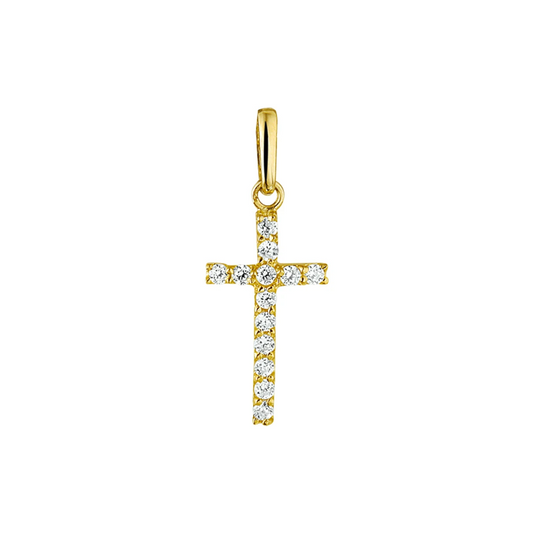 hanger kruis zirkonia 14K geelgoud