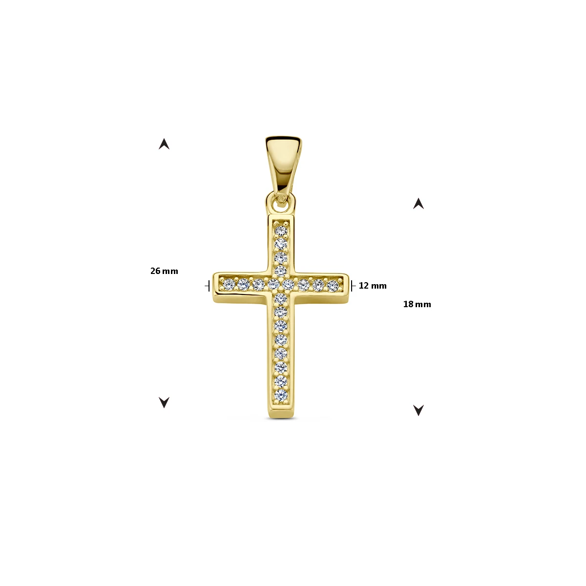 hanger kruis zirkonia 14K geelgoud