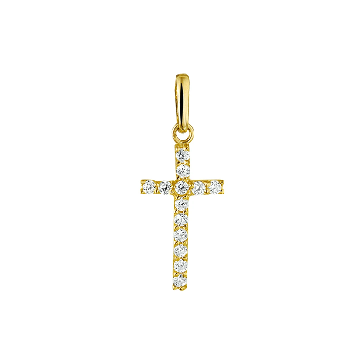 hanger kruis zirkonia 14K geelgoud
