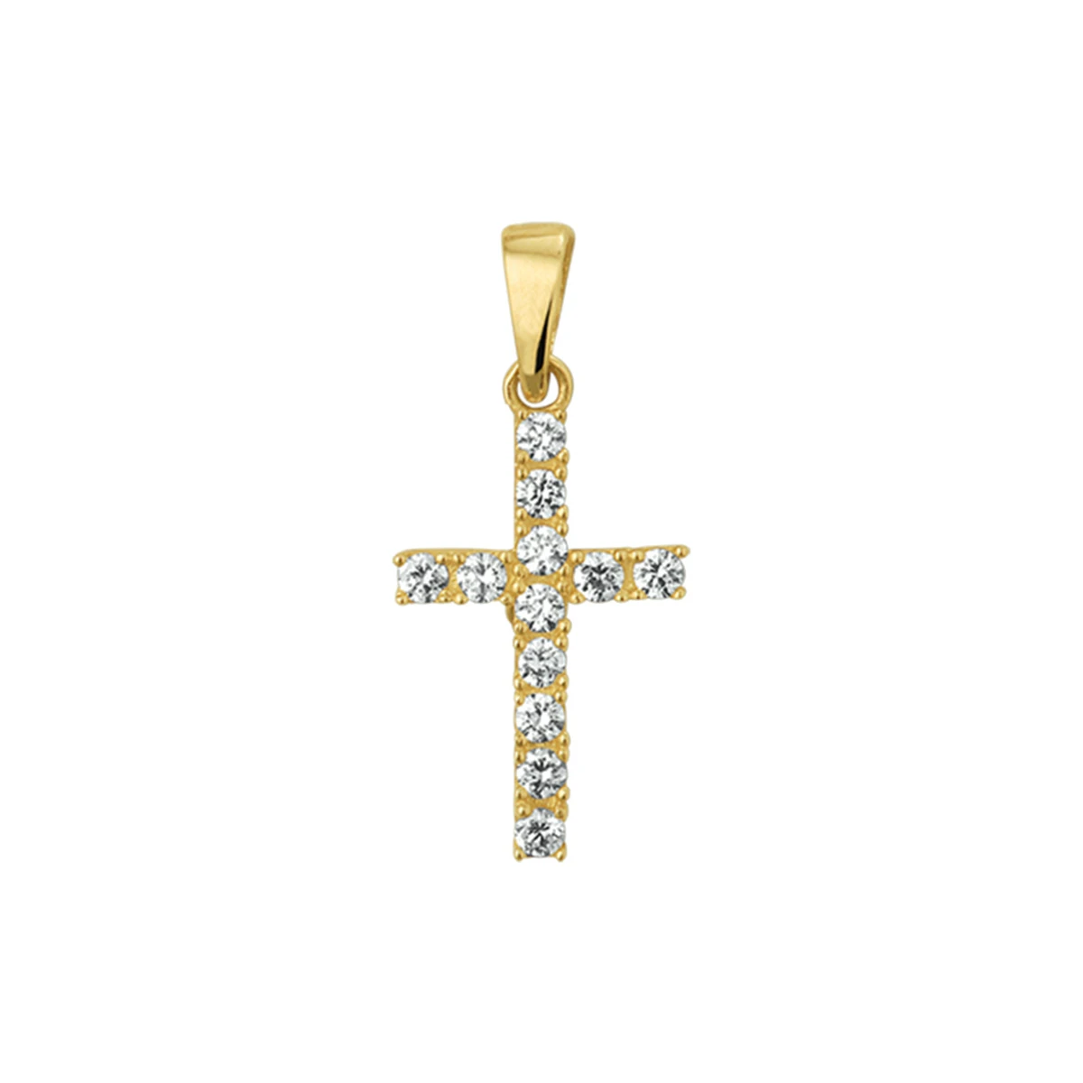 hanger kruis zirkonia 13,5 mm 14K geelgoud