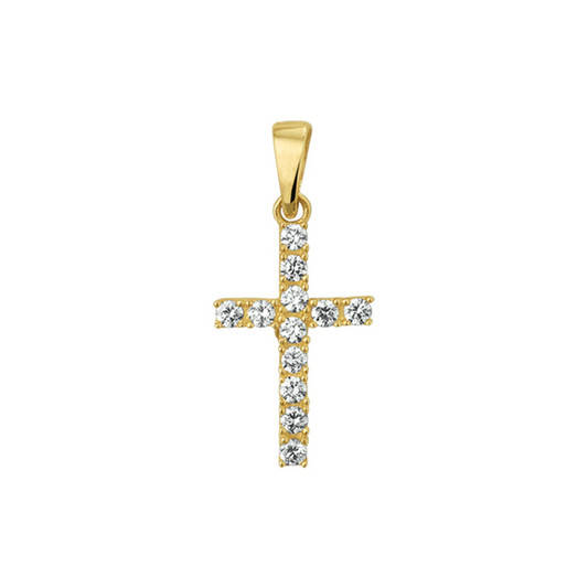 hanger kruis zirkonia 13,5 mm 14K geelgoud