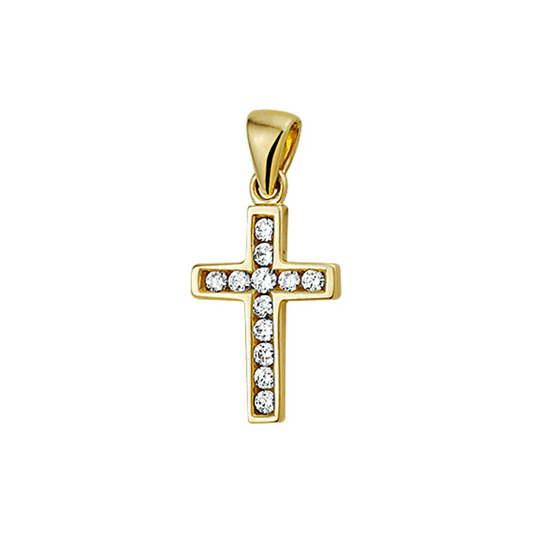 hanger kruis zirkonia 14K geelgoud