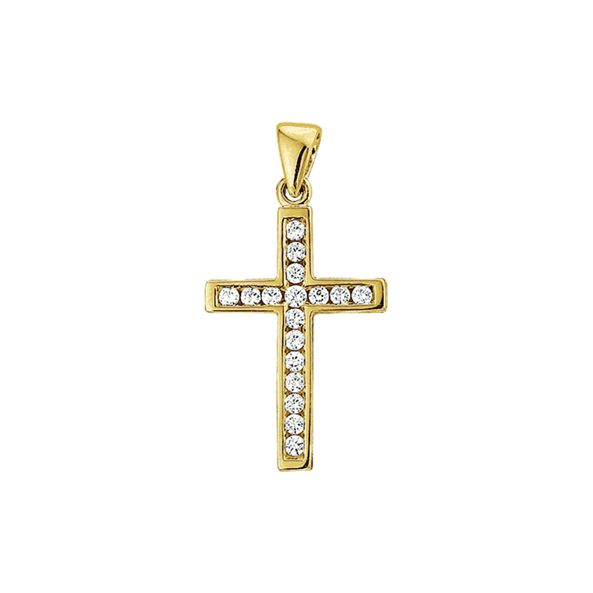 hanger kruis zirkonia 14K geelgoud