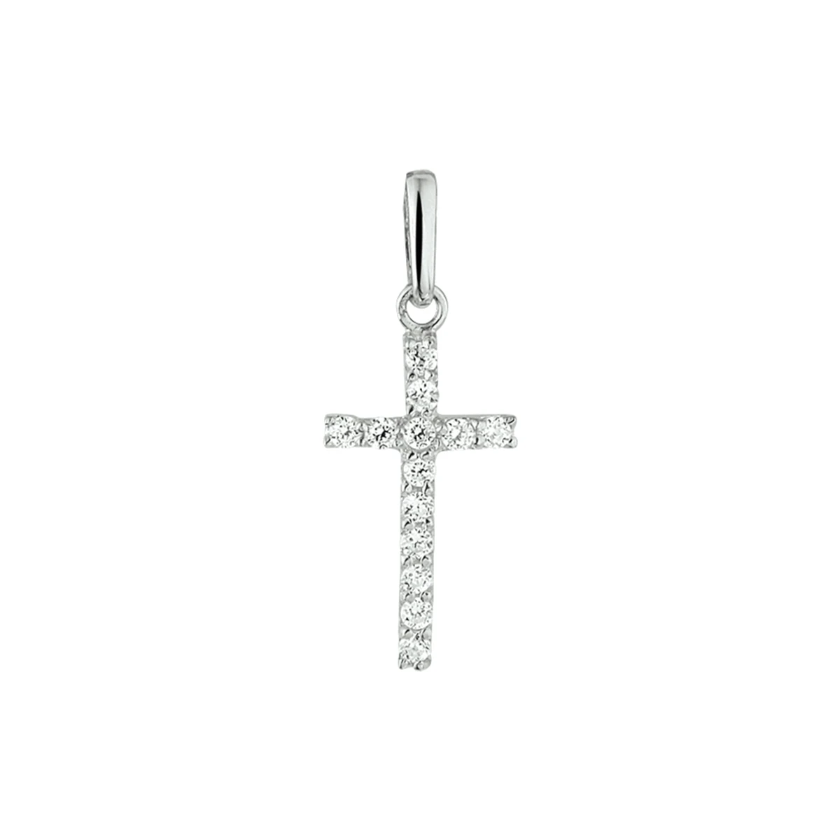 hanger kruis zirkonia 13,5 mm 14K witgoud