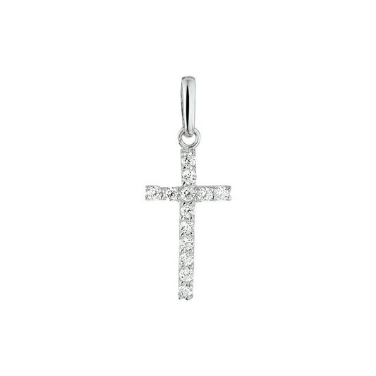hanger kruis zirkonia 13,5 mm 14K witgoud
