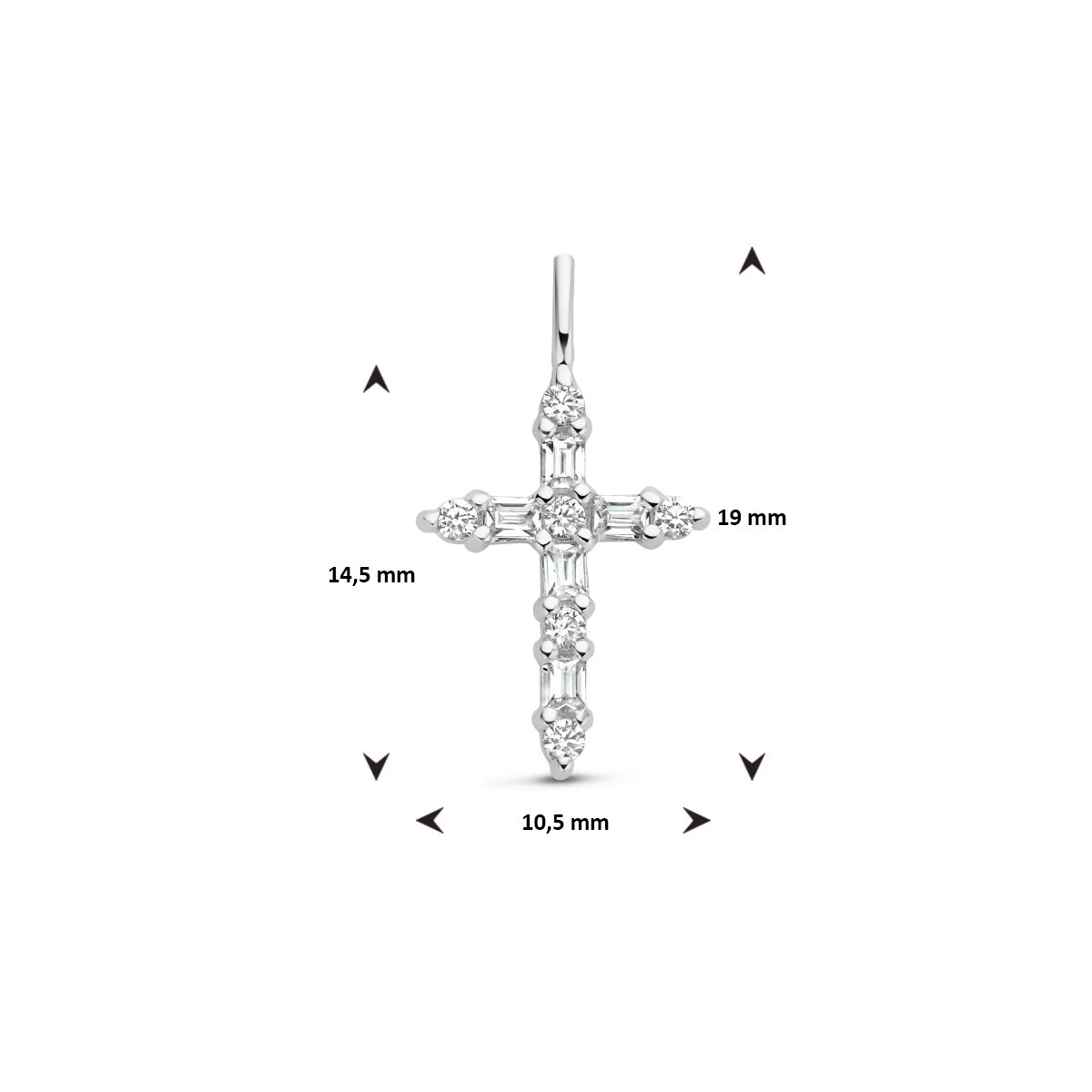 hanger kruis zirkonia zilver gerhodineerd
