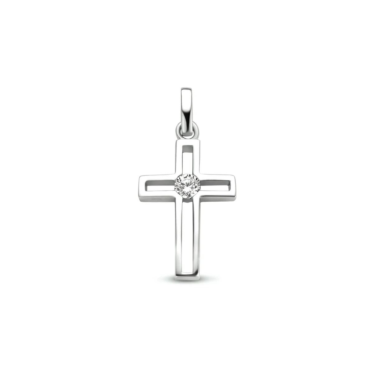 hanger kruis zirkonia zilver gerhodineerd