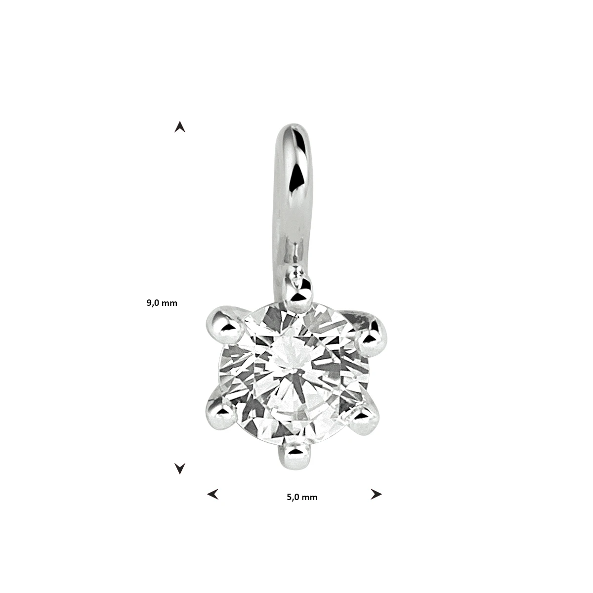 hanger lab grown diamant 0.25ct f vsi 9 mm 14K witgoud met palladium