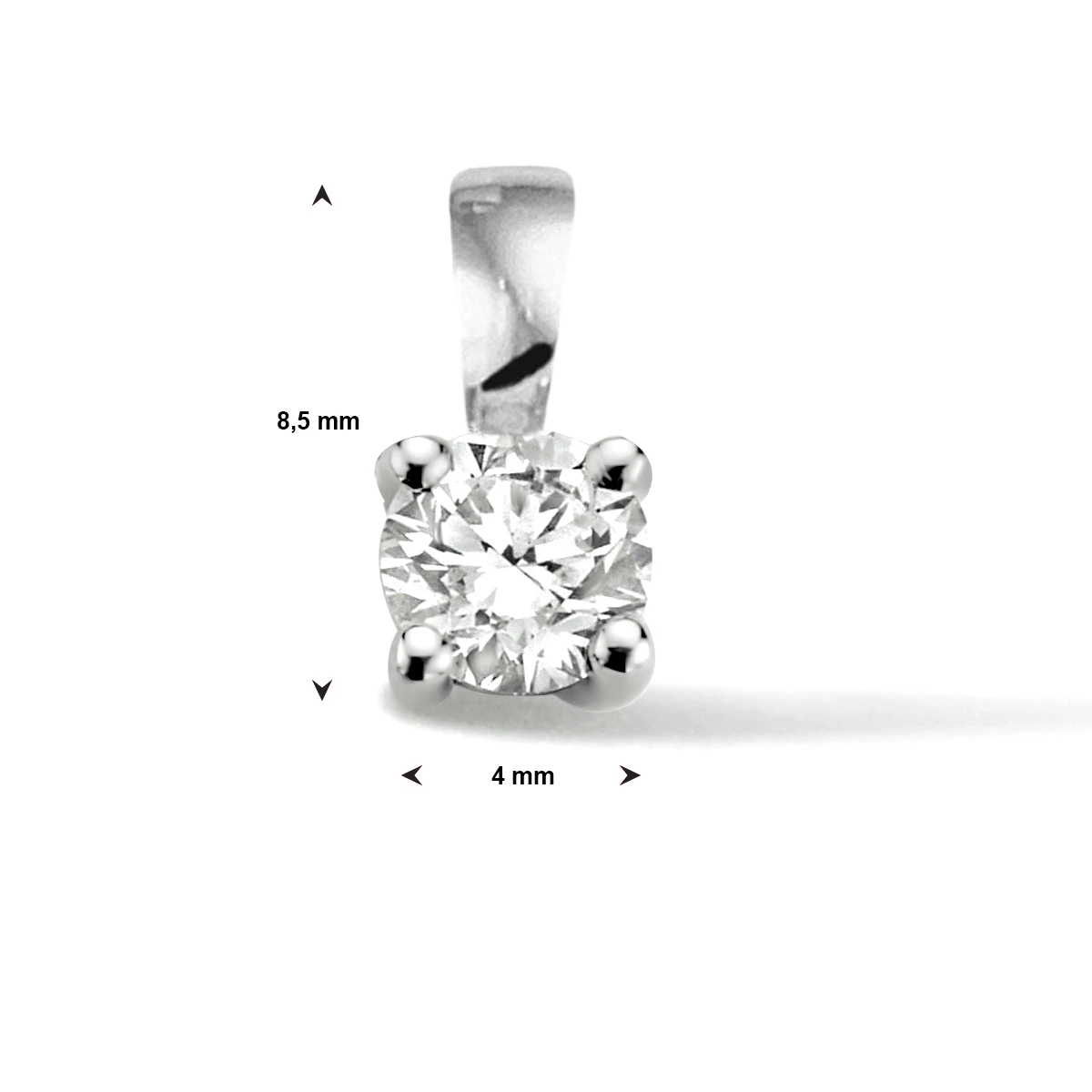 hanger lab grown diamant 0.25ct h si 8 mm 14K witgoud met palladium