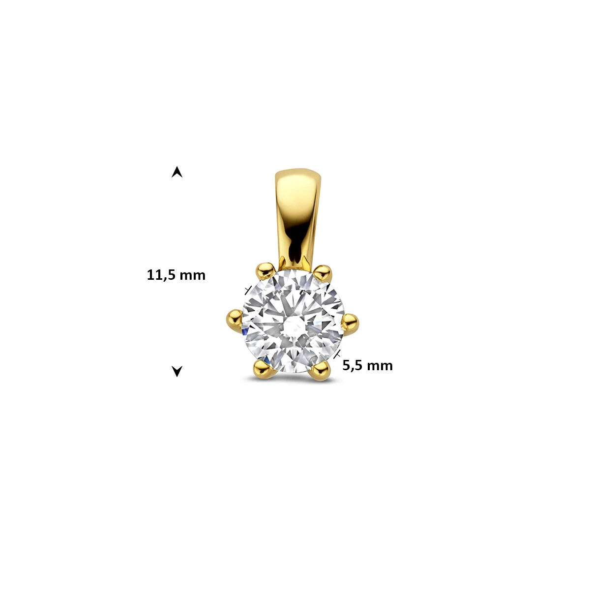 hanger lab grown diamant 0.50ct f vs 11,5 mm 14K geelgoud