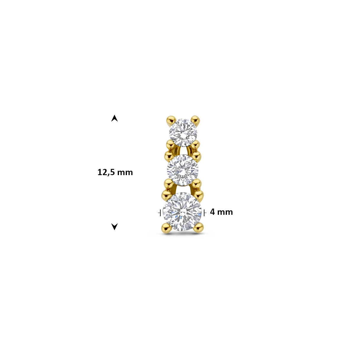 hanger lab grown diamant 0.50ct f vs 12.5 mm 14K geelgoud