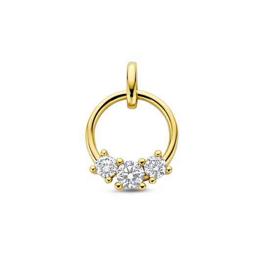 hanger lab grown diamant 0.50ct f vs 19 mm 14K geelgoud