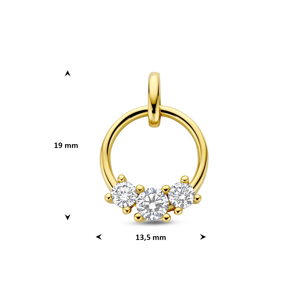 hanger lab grown diamant 0.50ct f vs 19 mm 14K geelgoud