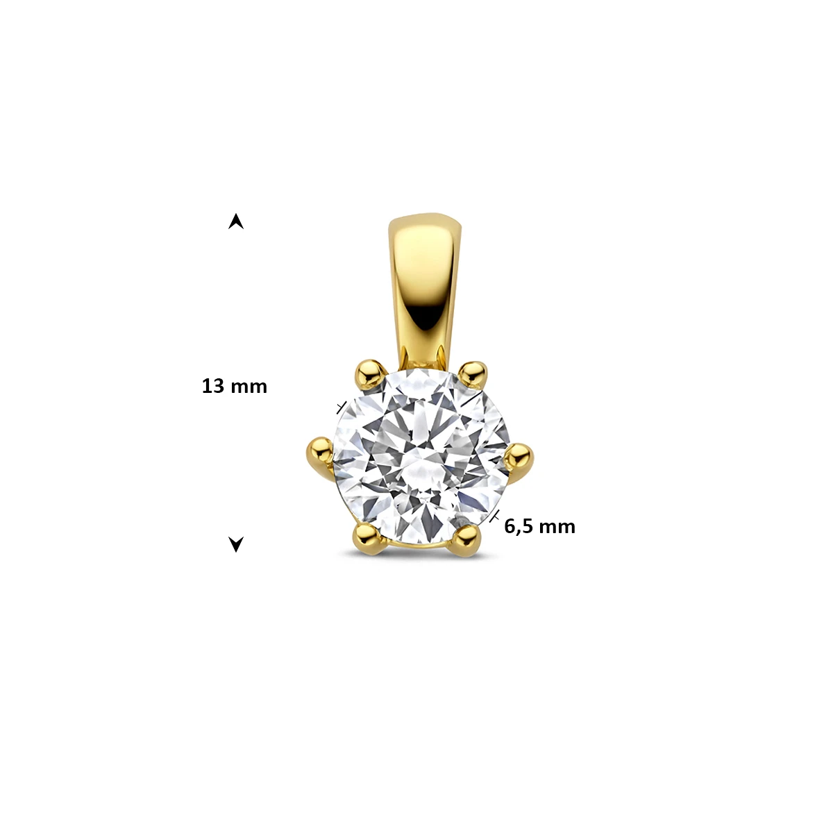hanger lab grown diamant 1.00ct f vs 13 mm 14K geelgoud