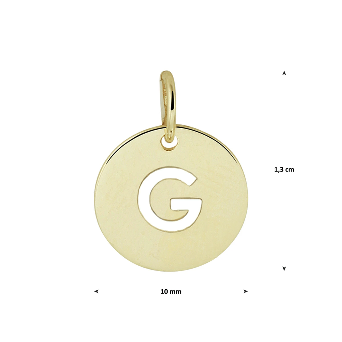 hanger letter 13 mm 14K geelgoud