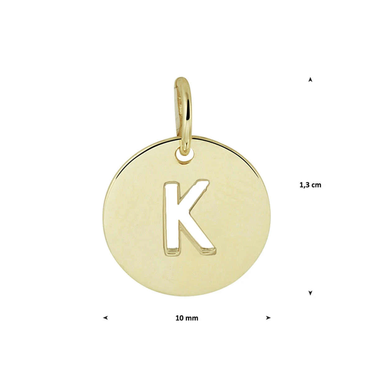 hanger letter 13 mm 14K geelgoud