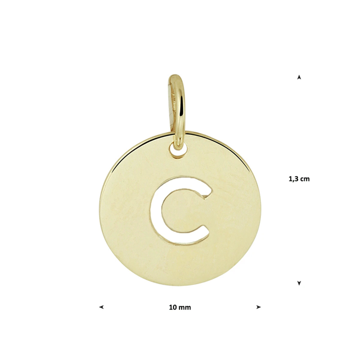 hanger letter 13 mm 14K geelgoud