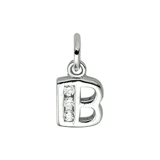 hanger letter b zirkonia zilver gerhodineerd