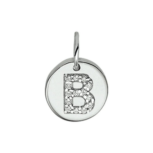 hanger letter b zirkonia zilver gerhodineerd