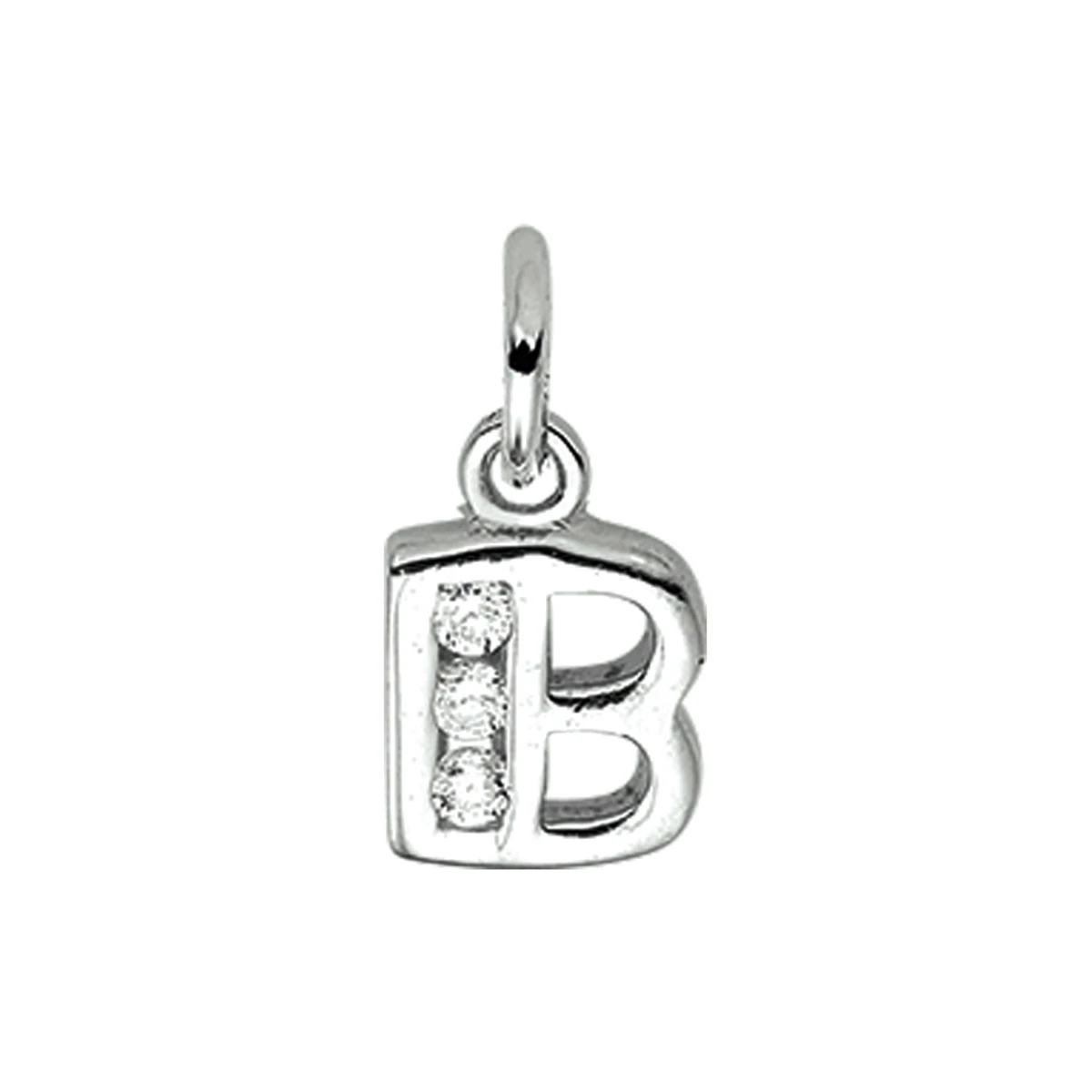 hanger letter b zirkonia zilver gerhodineerd