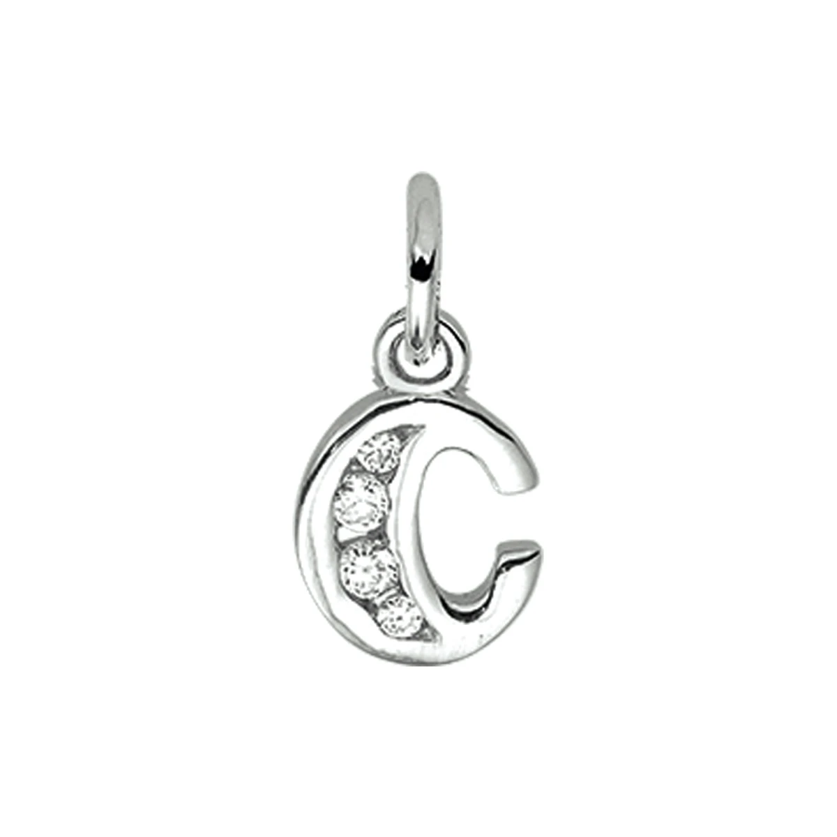 hanger letter c zirkonia zilver gerhodineerd