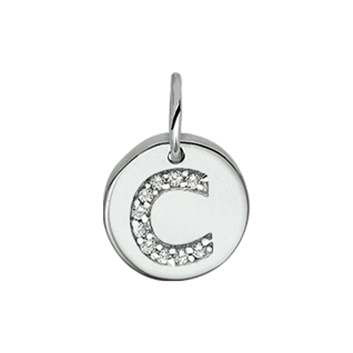 hanger letter c zirkonia zilver gerhodineerd