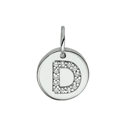 hanger letter d zirkonia zilver gerhodineerd