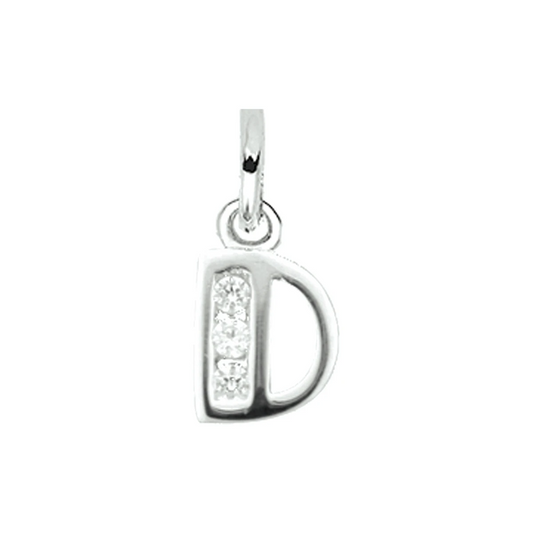 hanger letter d zirkonia zilver gerhodineerd