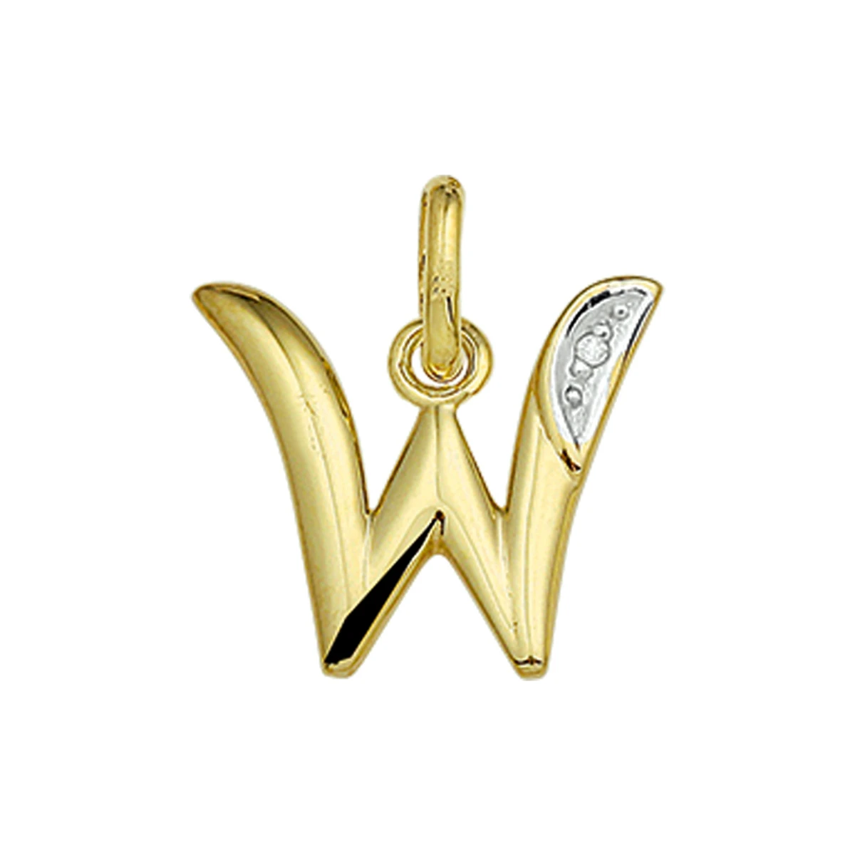 hanger letter diamant 0.005ct h si 14K geelgoud
