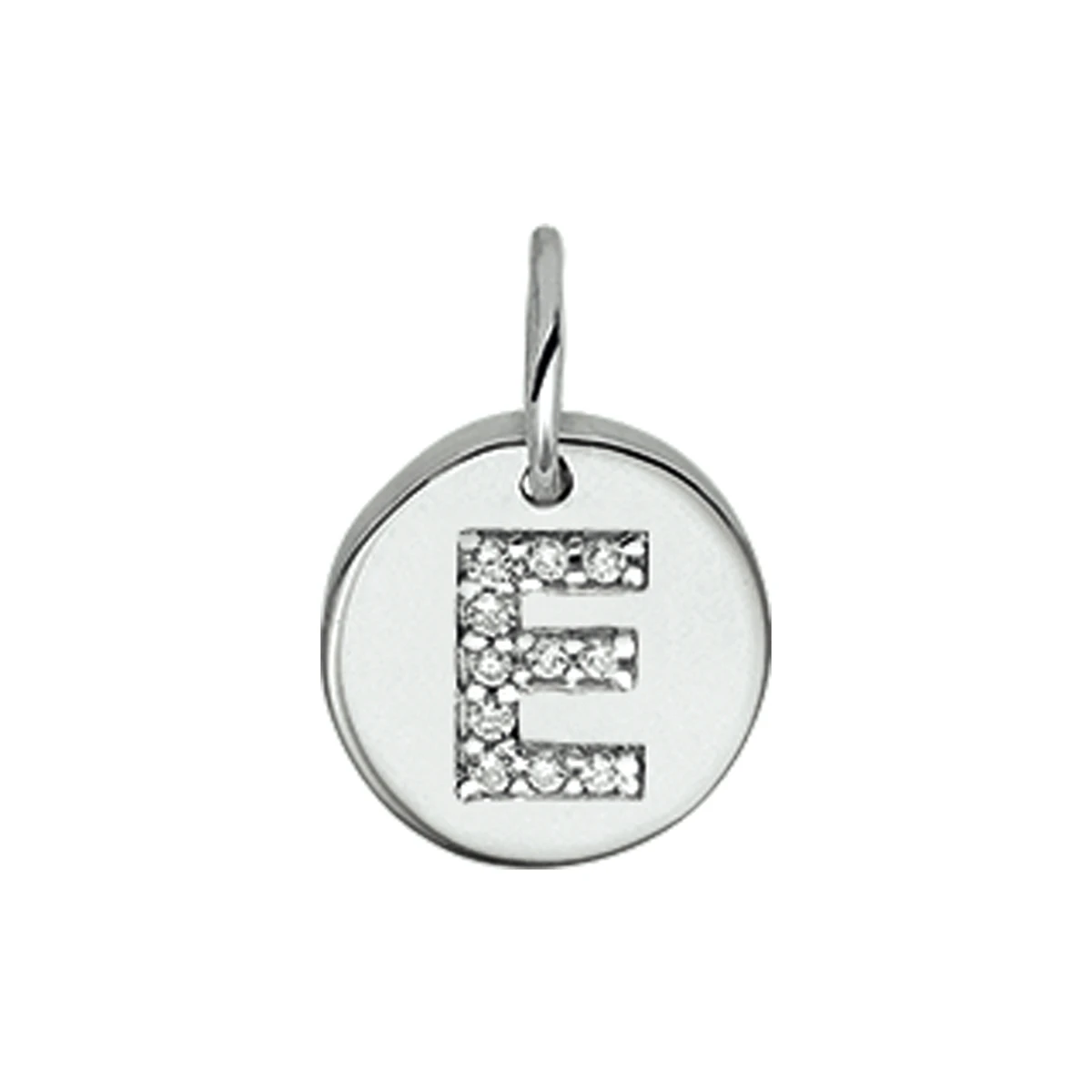 hanger letter e zirkonia zilver gerhodineerd