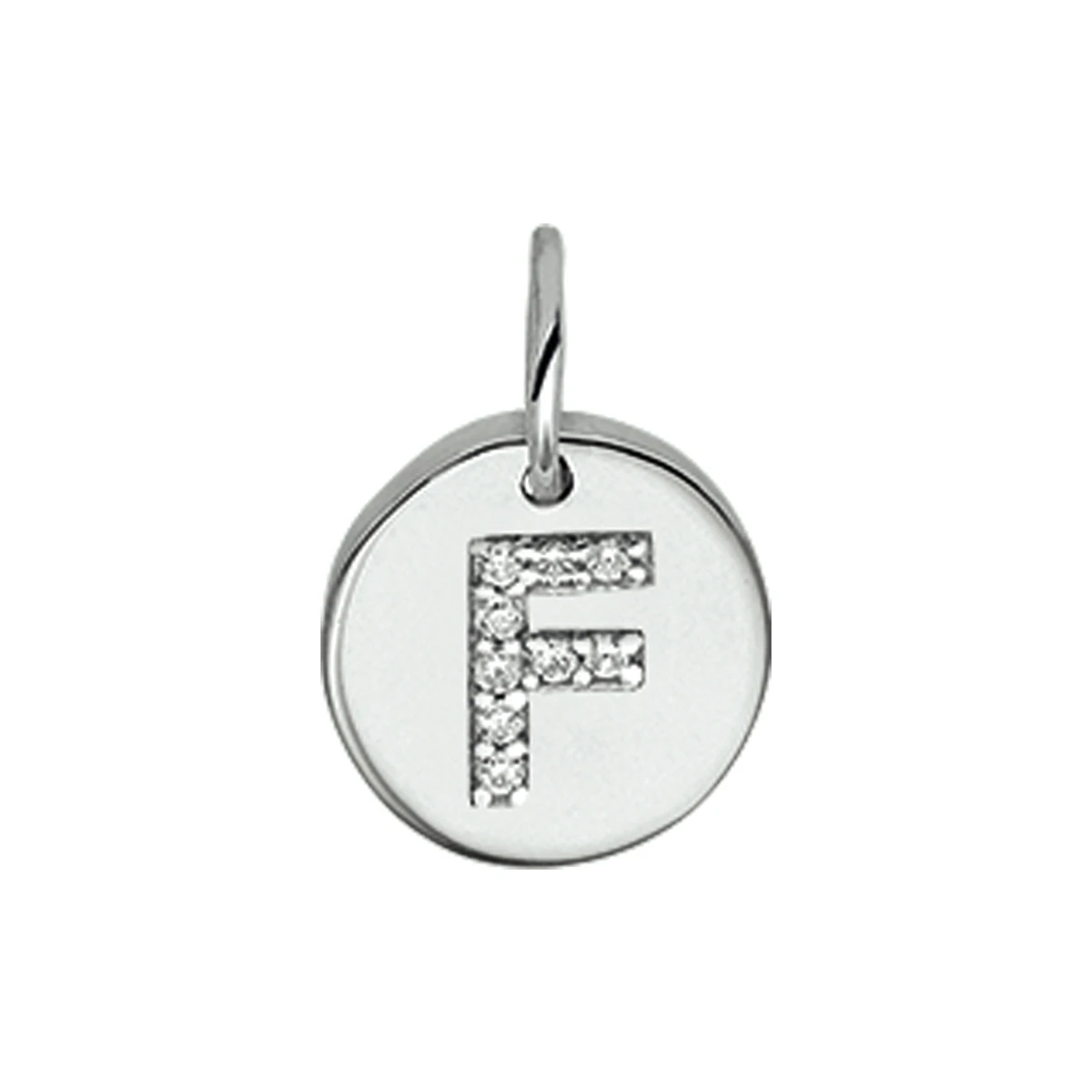 hanger letter f zirkonia zilver gerhodineerd