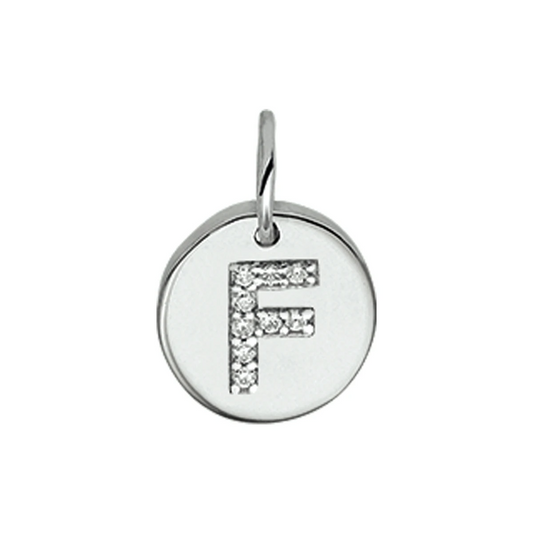 hanger letter f zirkonia zilver gerhodineerd