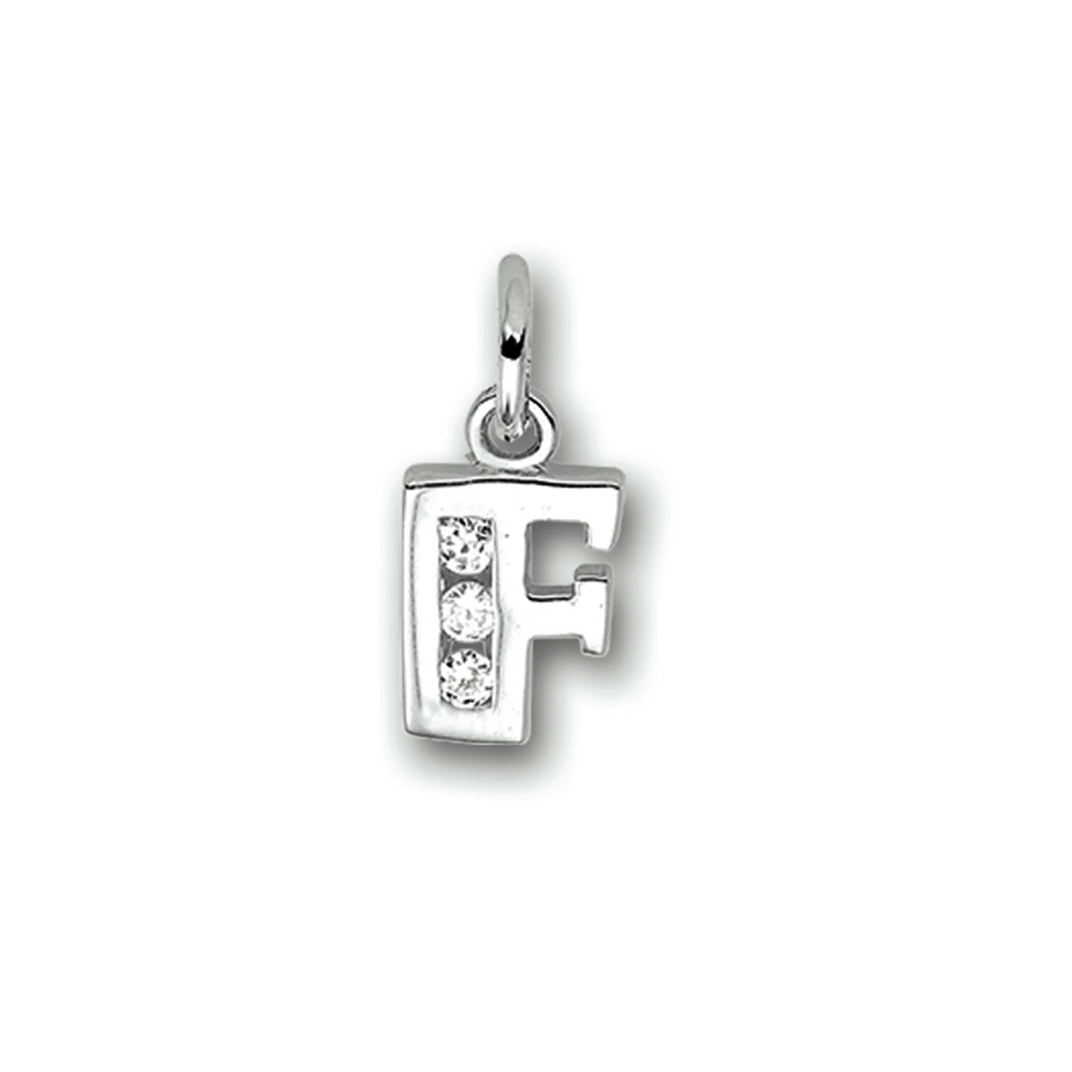 hanger letter f zirkonia zilver gerhodineerd