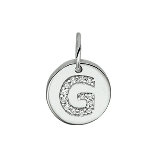 hanger letter g zirkonia zilver gerhodineerd