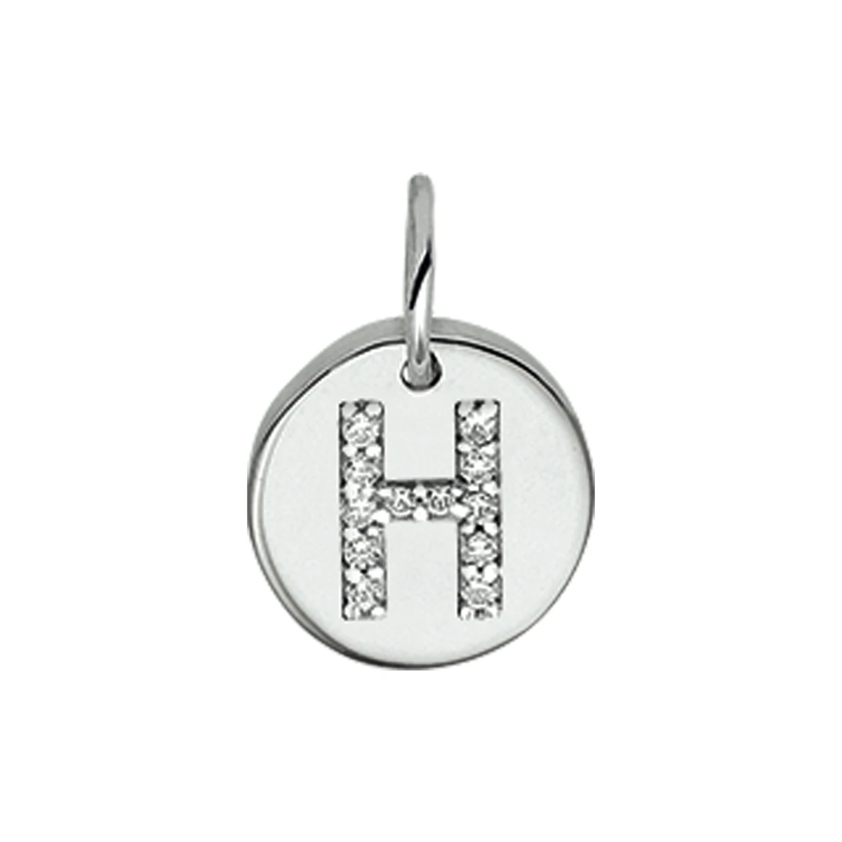 hanger letter h zirkonia zilver gerhodineerd