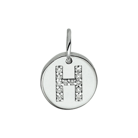 hanger letter h zirkonia zilver gerhodineerd