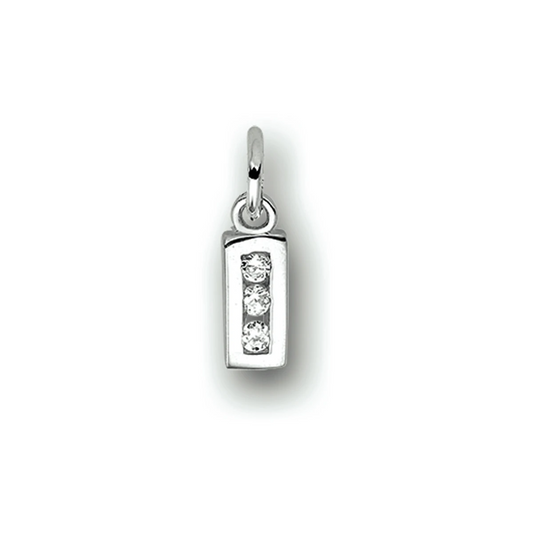 hanger letter i zirkonia zilver gerhodineerd