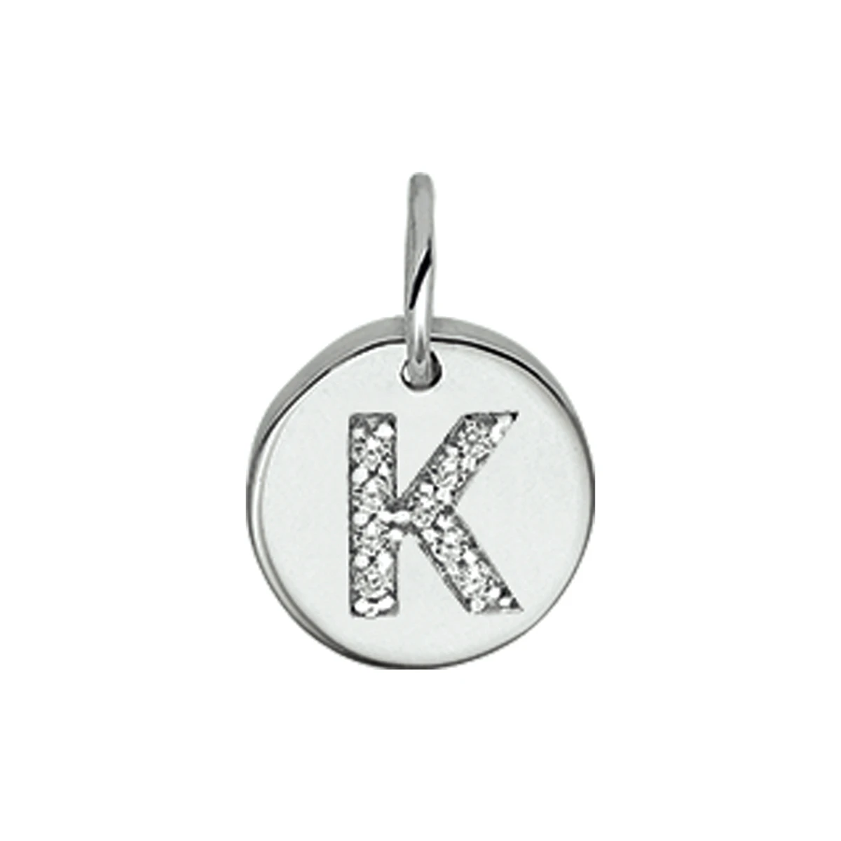 hanger letter k zirkonia zilver gerhodineerd