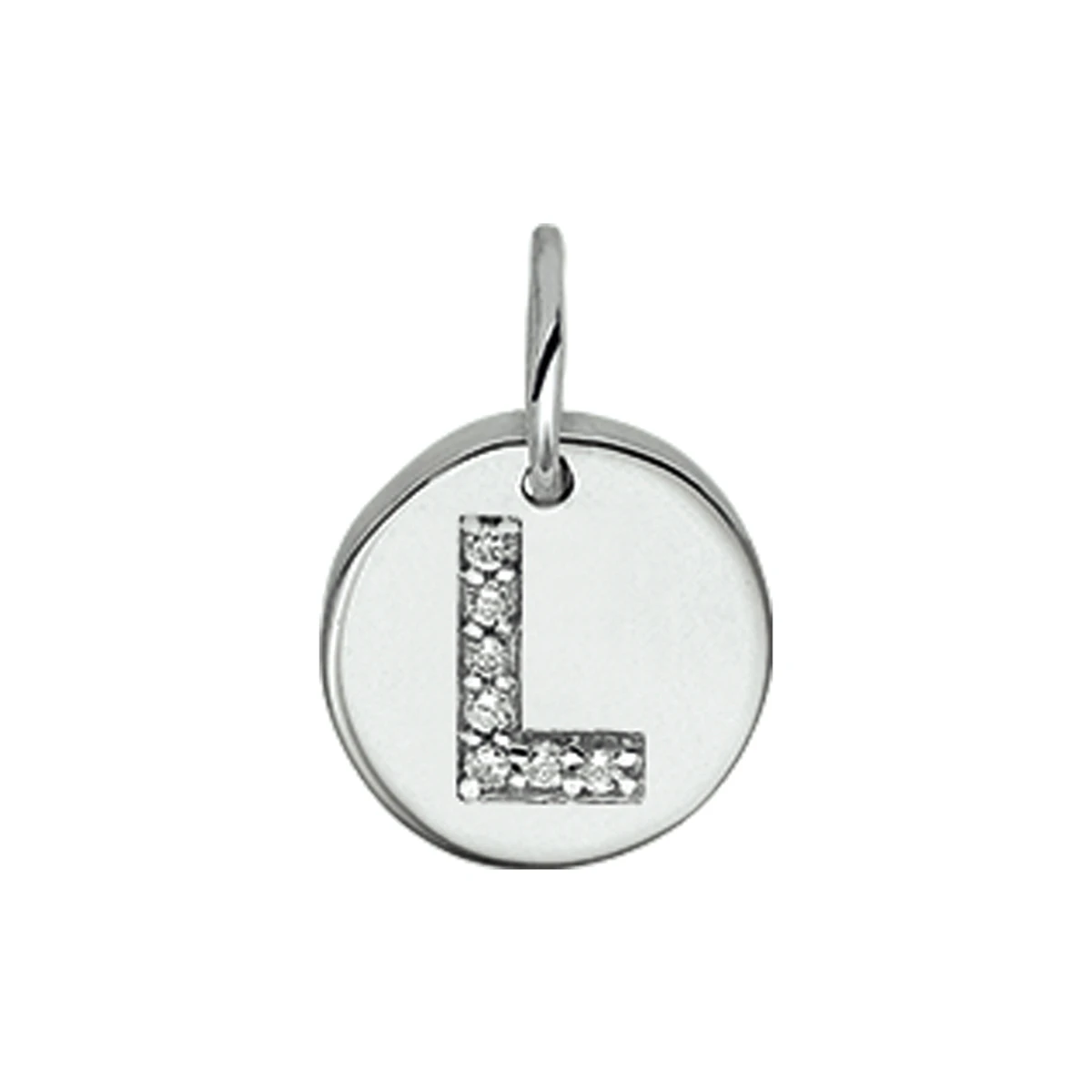 hanger letter l zirkonia zilver gerhodineerd