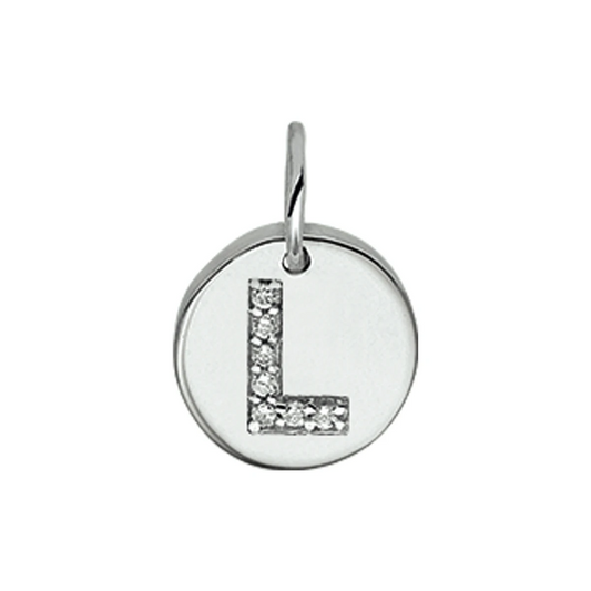 hanger letter l zirkonia zilver gerhodineerd