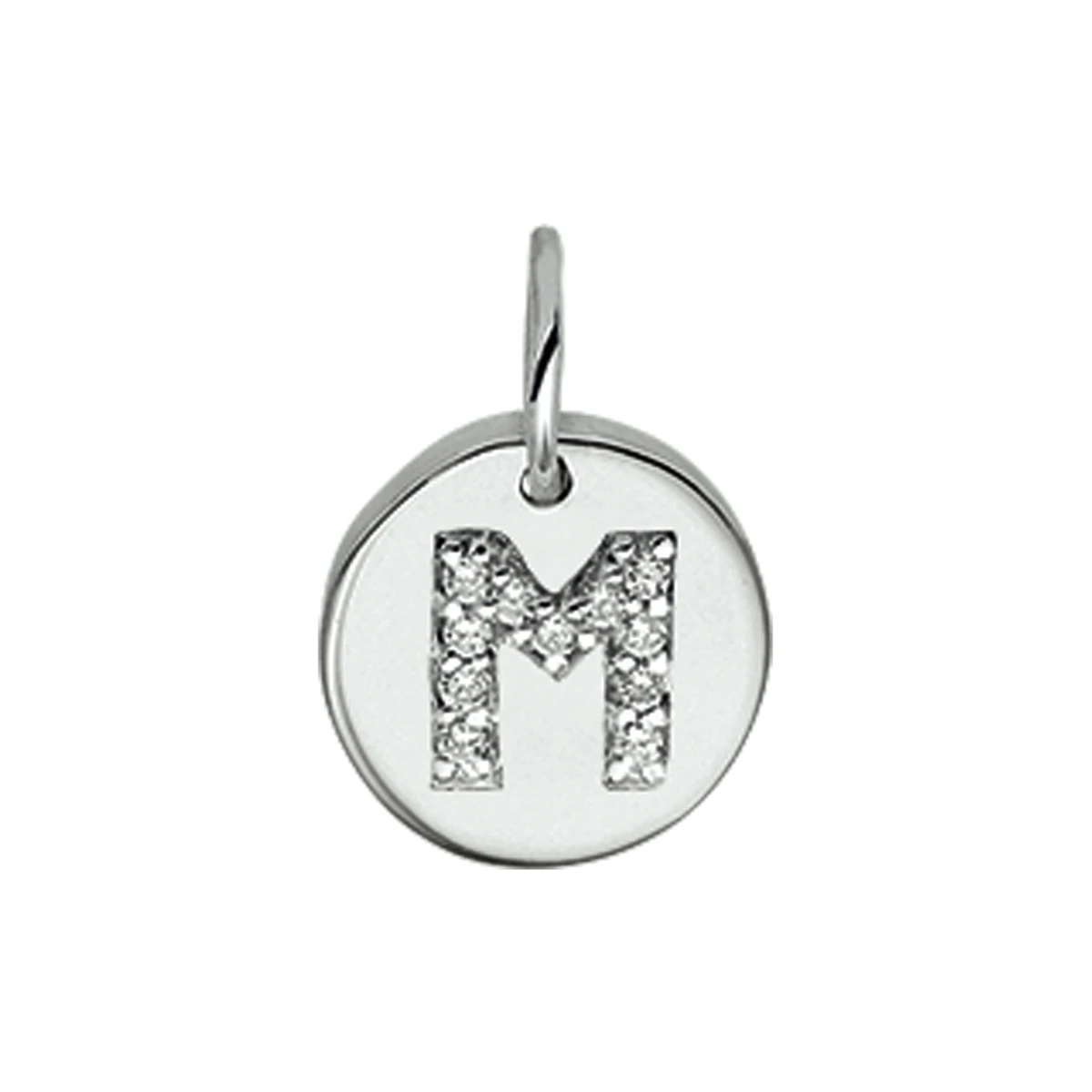 hanger letter m zirkonia zilver gerhodineerd