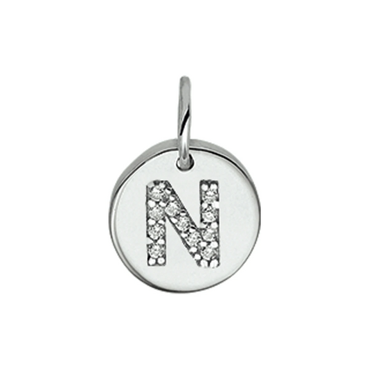 hanger letter n zirkonia zilver gerhodineerd